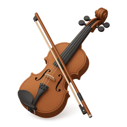 3D-Violine mit Bogen als Symbol für fokussiertes Musik-Üben und Deliberate Practice